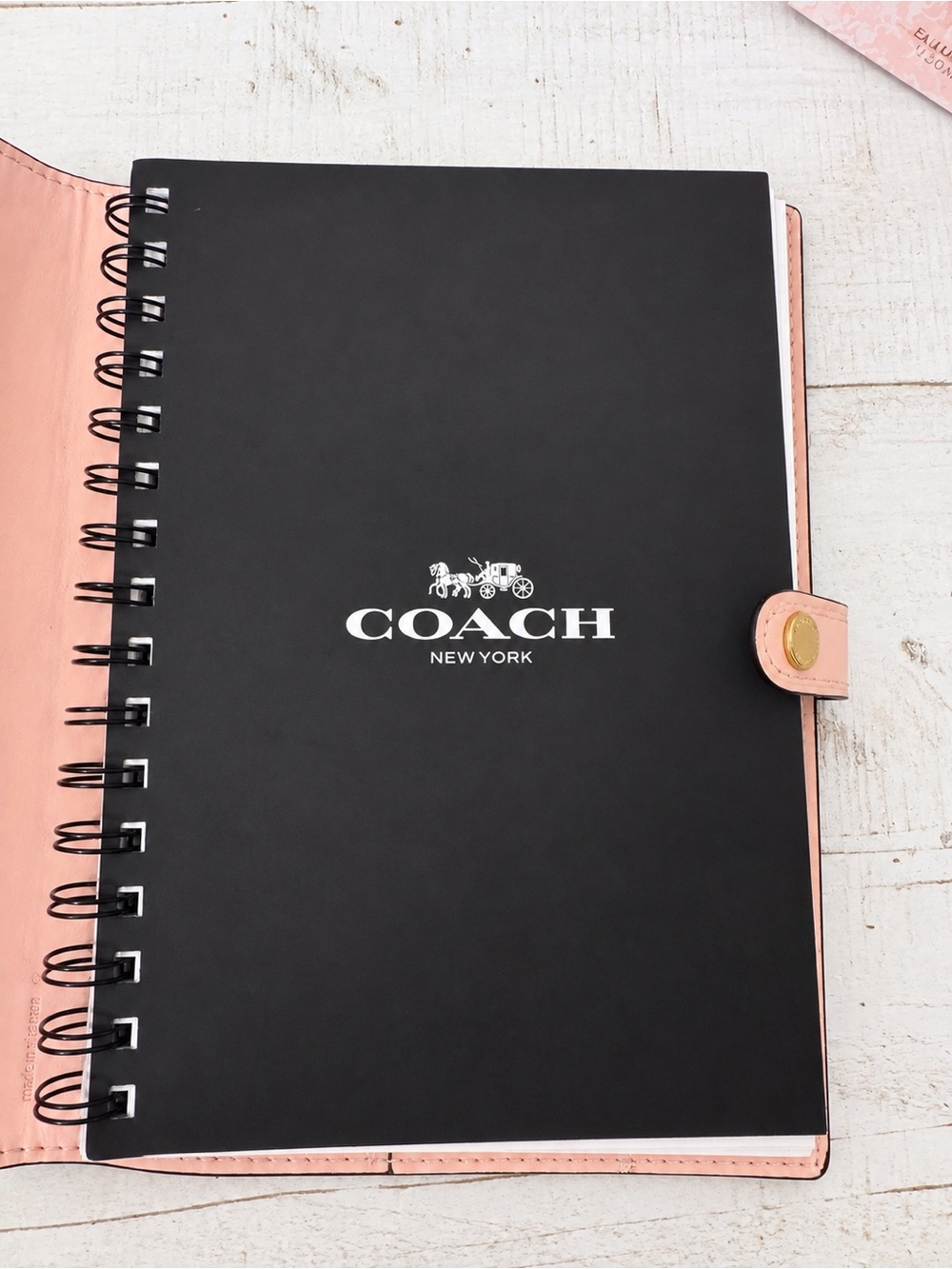 Coach Signature Pastel Pink Spiral Notebook Planner - Picture 4 of 5